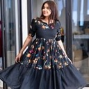 ORANGE BLOOM : Custom Mul Printed Frock