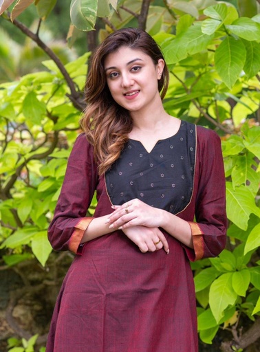 A-Line Mangalgiri Kurta with Chanderi Highlights